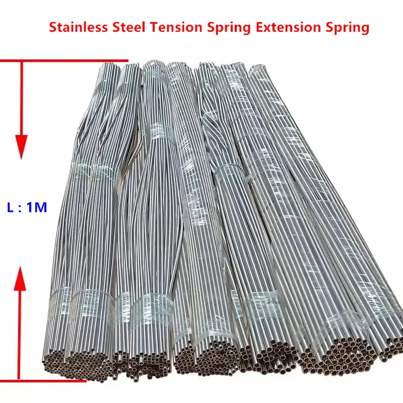 1pc 0.2/0.3/0.4/0.5/0.6/0.8mm Wire Diameter Stainless Steel Extension Spring Super Long Tension Spring Total Length 1000mm