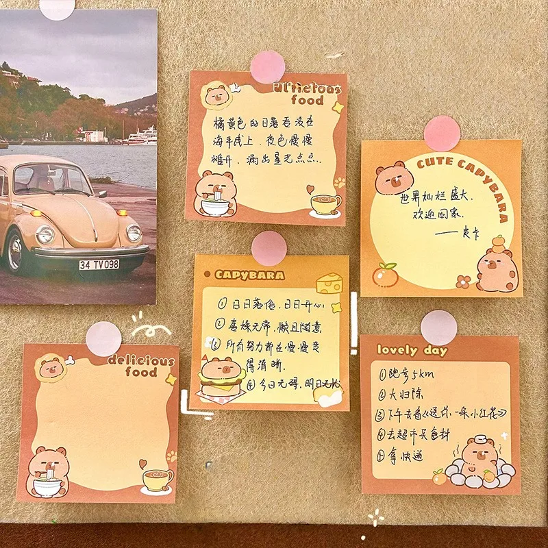 50 Sheets Cute Cartoon Capybara Memo Pad Stickers School Supplies Creative Hand Account Office Non-Sticky Message Paper Toy Gift
