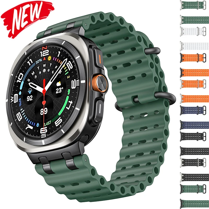 

Ocean Silicone Band for Samsung Galaxy Watch 7 Ultra 47mm Soft Breathable Wristband Correa For Galaxy Watch Ultra 2025 Strap