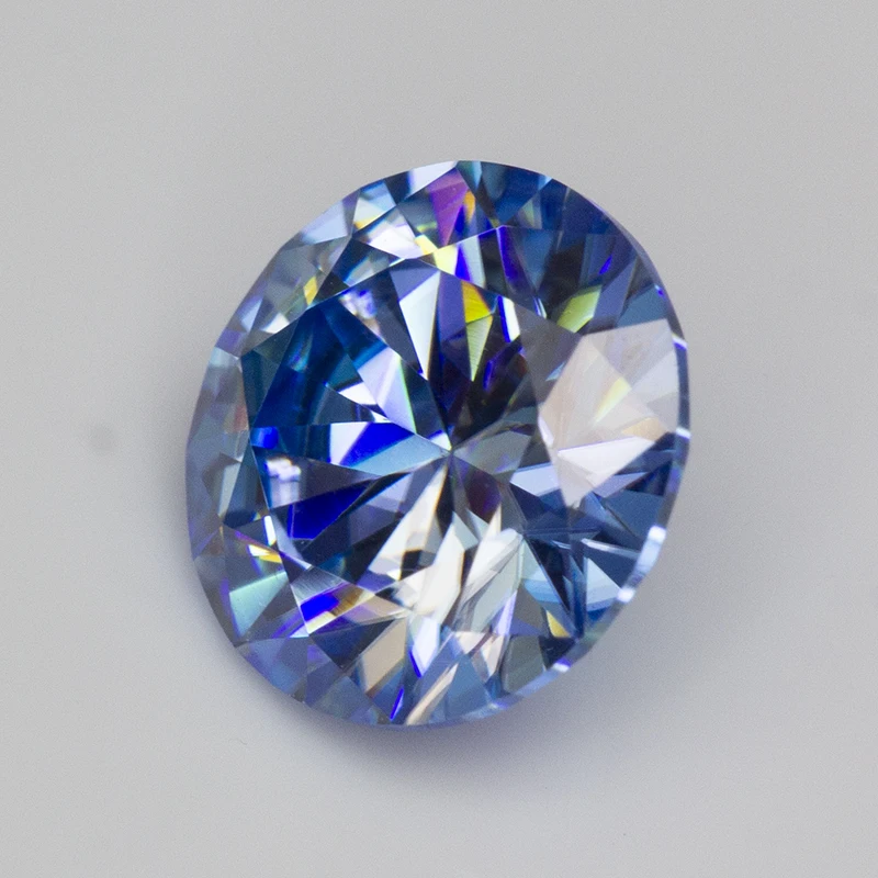 Klein Blue Round Cut Moissanite Stones with GRA Certificate 0.5-5.0ct Pass Diamond Tester