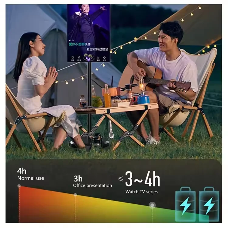 21.5 Inch Smart Tv Android Touch Display Ips Screen Rotate Usb Wifi Floor Standing Battery-power Portable Tv