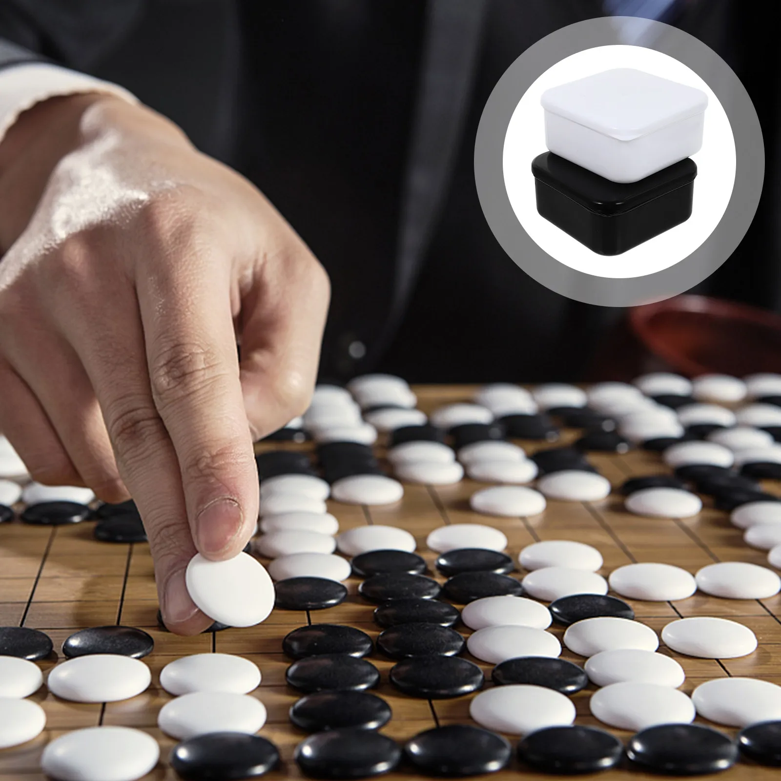 

2Pcs Empty Go Chess Piece Storage Jar Sturdy Lightweight Plastic Box for Game Accessories Chess Piece Holder Home Office