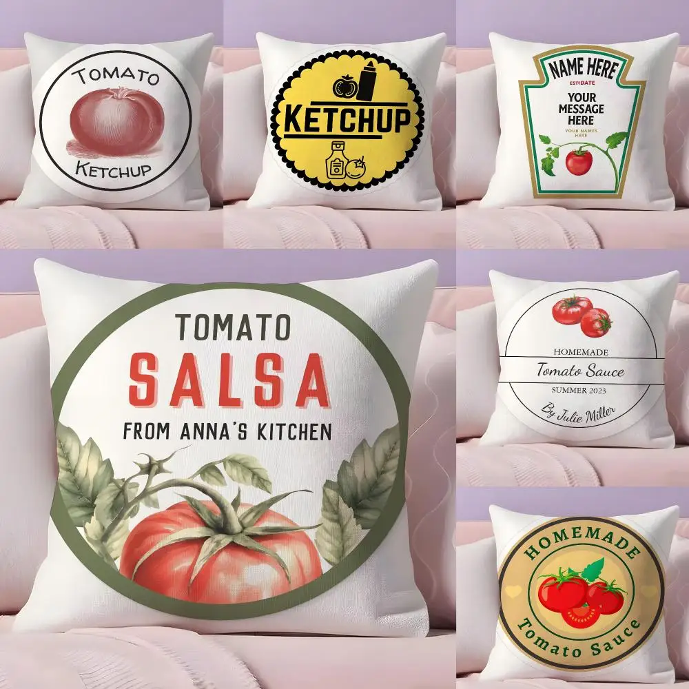 Art Funny Ketchup Label Cushion Cover Plush Fabric Soft Double Sided Print Home Sofa High Quality Cushion