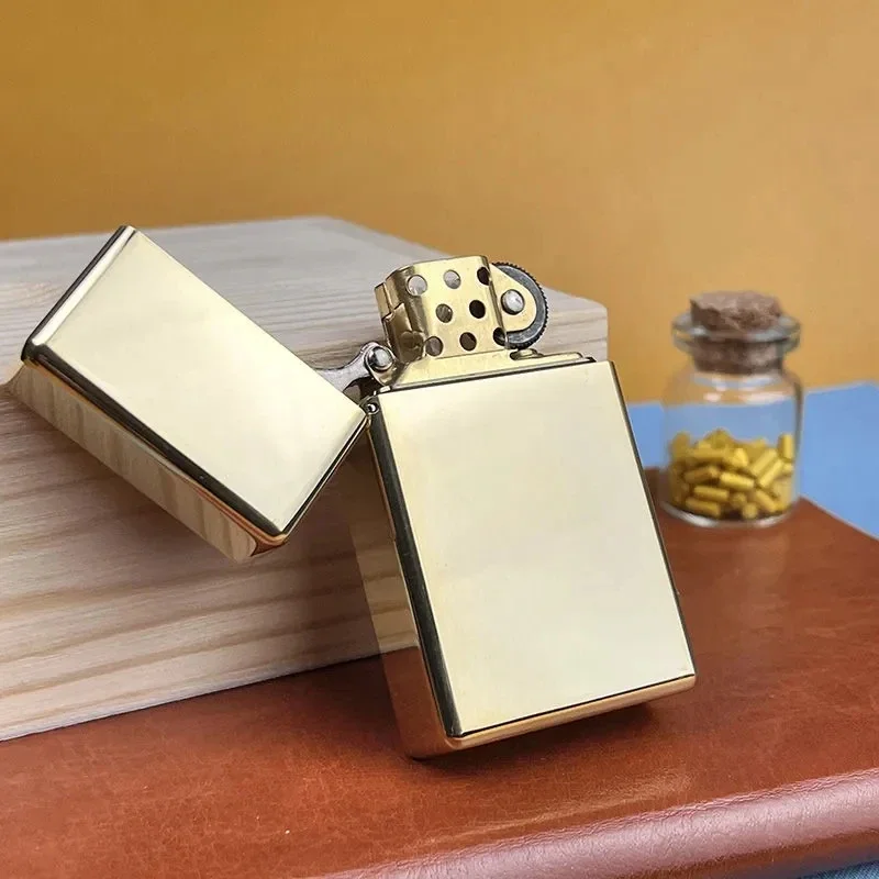 ZORRO Genuine Domestic 538 Narrow Machine Small Armor Square Head Thickened Brass Kerosene Lighter Gadgets Smoking Accessories