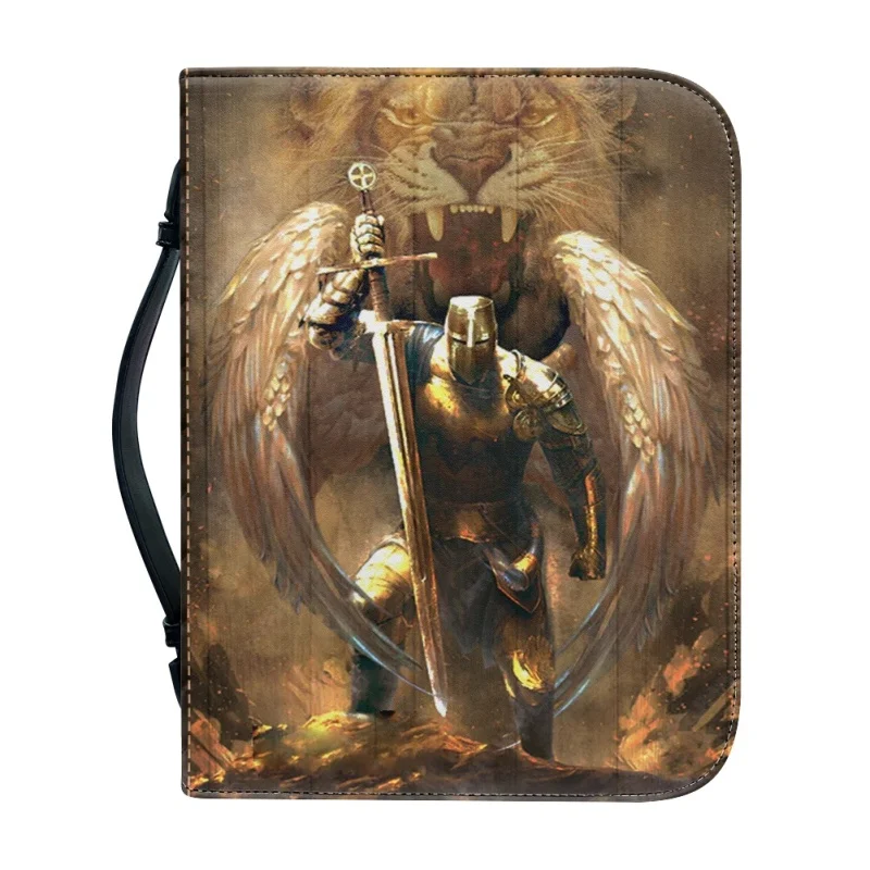 Funda de la Biblia del guerrero de Dios para hombres y mujeres, impresión personalizada, bolsos de PU, libro de estudio, caja de almacenamiento Santa, regalos de Iglesia