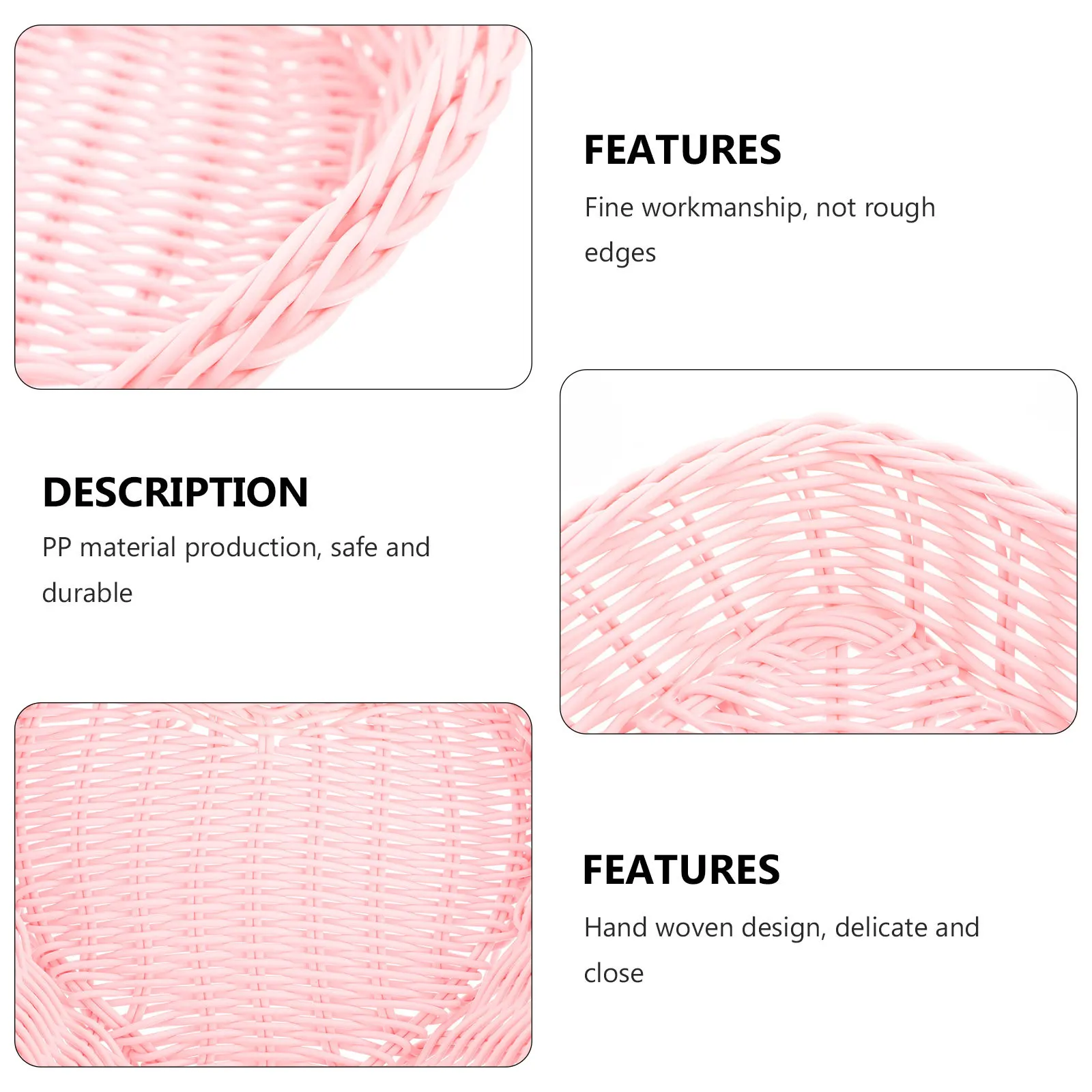 

Heart Shape Design Food Serving Basket Natural Color Lightweight Woven Snack Storage Tray Desktop Candy Fruit Holder Decorative