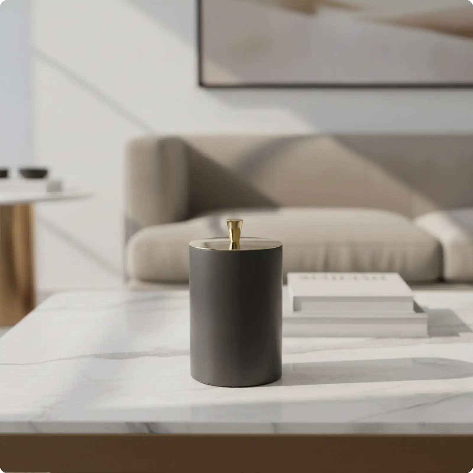 Cylindrical Storage Container for Kitchen Counter Black Steel Canister with Lid for Small Items