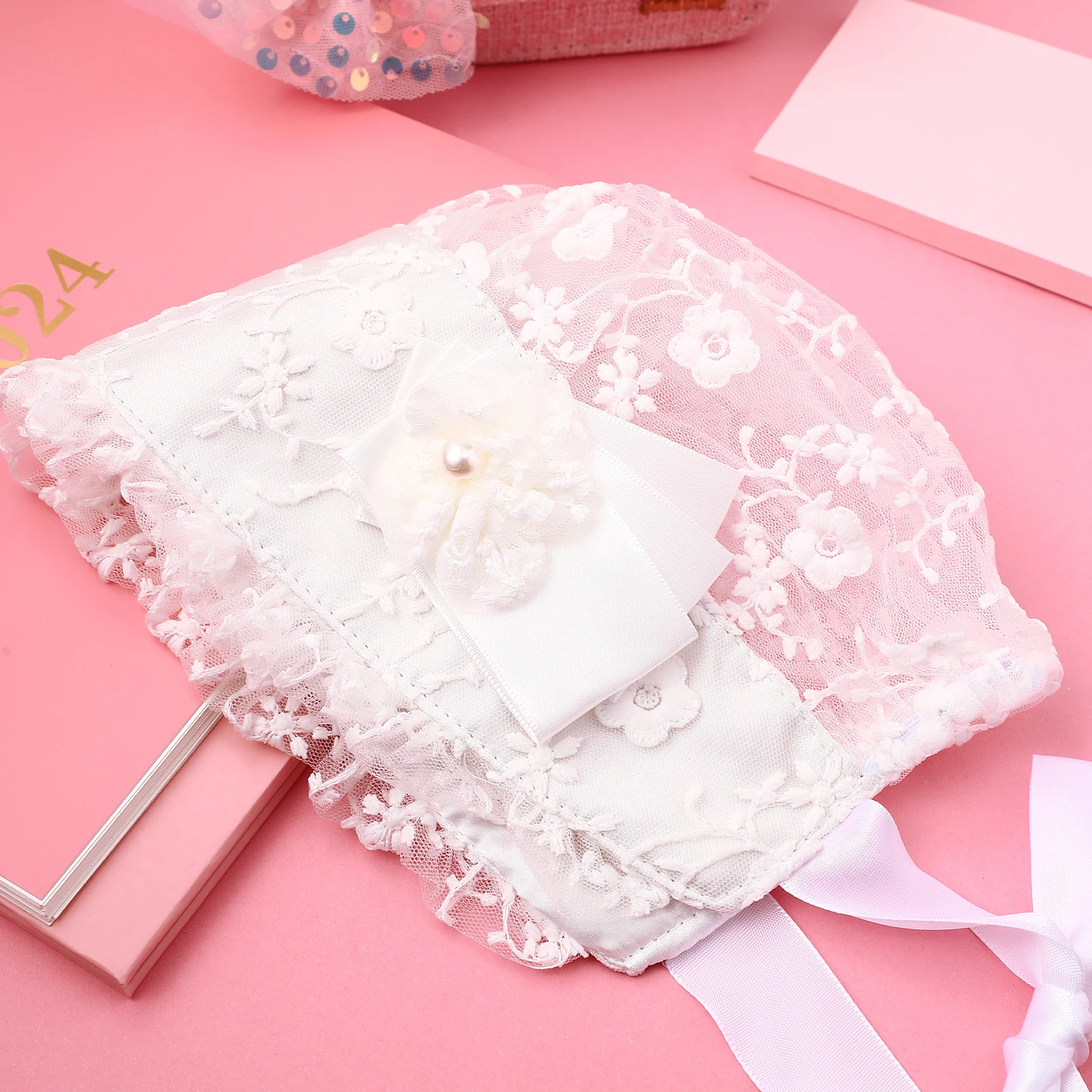 

Baby Hat Newborn Lace Cap Girls Christening Bonnet Infant Sun Hat Adjustable Soft Material Photo Prop Outdoor Use Baby Care