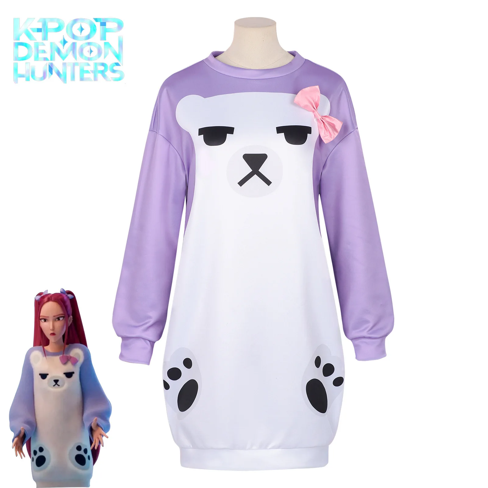 

Hunting Witch Girl Group K-POP Mira Mira Lavender Bear Pajamas Cosplay Carnival Party Performance Costume