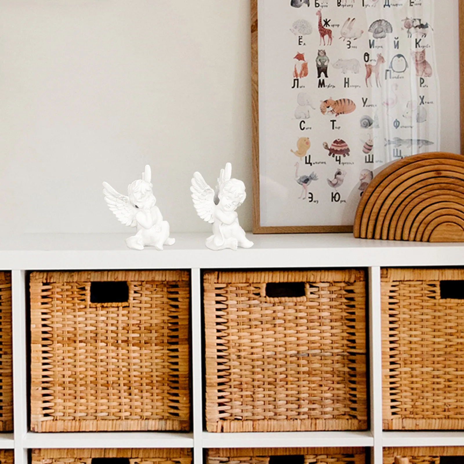 

2Pcs Resin Angel Adornment Compact Size Light Weight Elegant Craft for Home Desk Layout Resin Figurine Lovely Figurine Ornaments