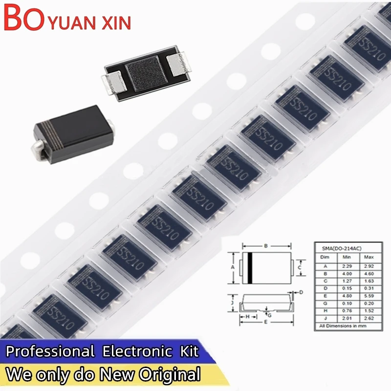 BYX 100pcs M1 M4 M7 SS14 SS24 SS34 SS16 SS26 SS36 RS1M RS2M US1M ES1M ES1J ES1D SS110 SS210 SS220 SS310 SS510 DO-214AC Diode SMA