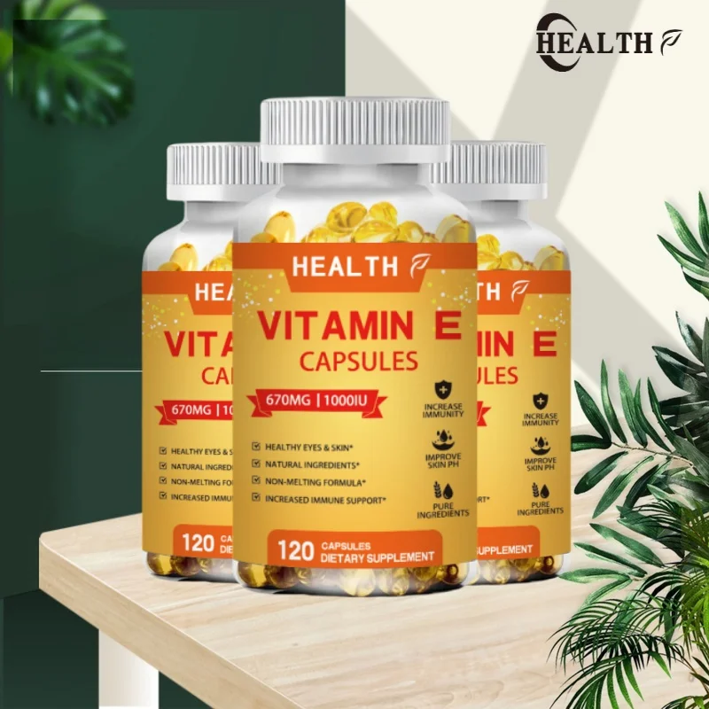 HEALTH Natural Treasure Vitamin E 1000 IU Soft Capsules, Supporting Antioxidant Health and Immune System