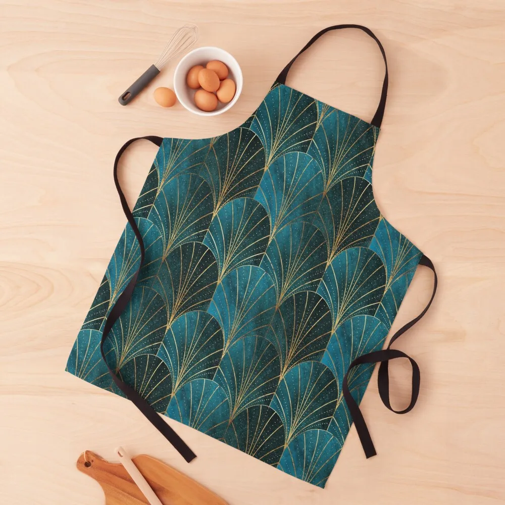 

Art Deco Waterfalls // Textured Teal Apron Kitchen Supplies Idea Goods Barista Kitchen Supplies bib Apron