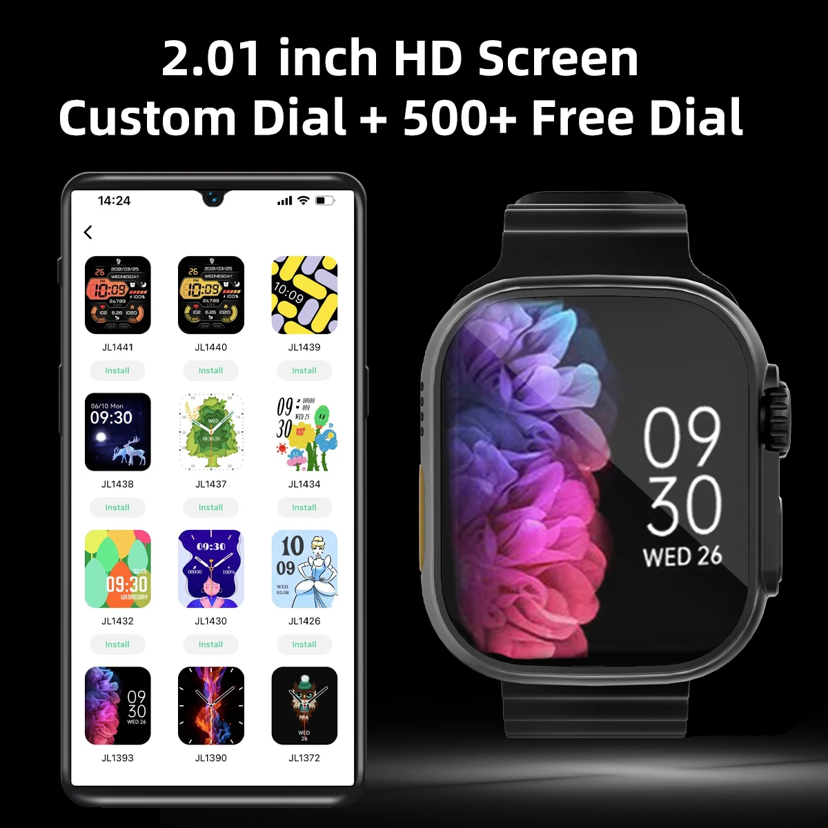 2.01'' Smart Watch with Message Answer Call Sleep Health Monitoring Sports Pedometer Information Alerts For iPhone Android