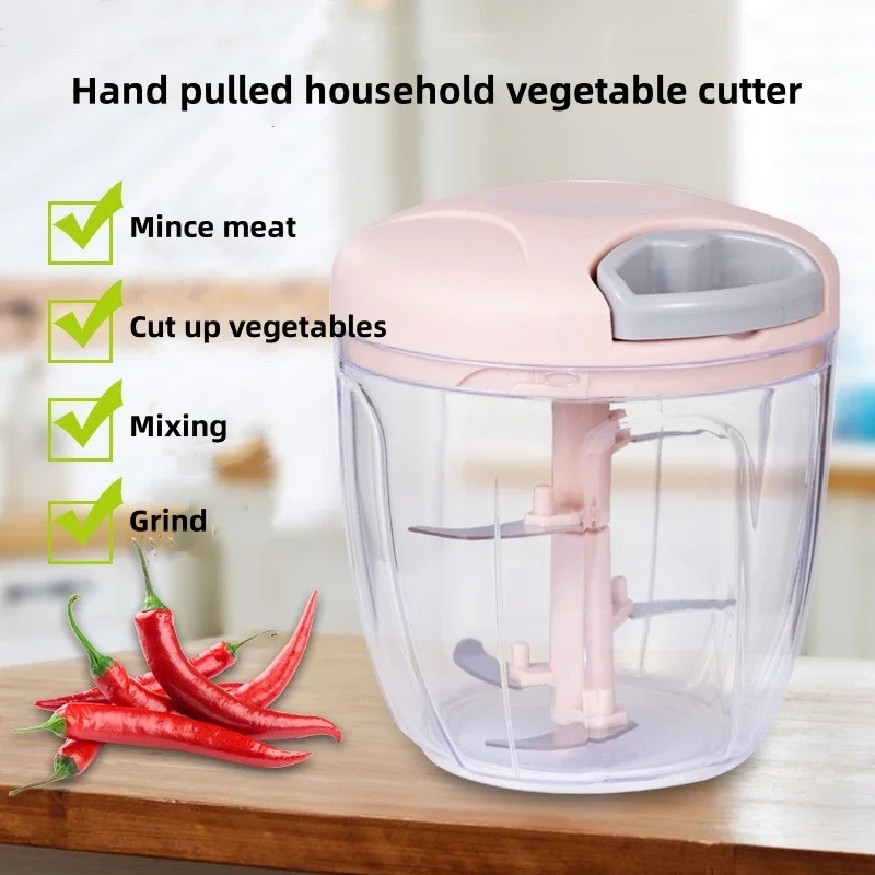 500/900ML Manual Meat Mincer Garlic Chopper Rotate Garlic Press Crusher Vegetable Onion Cutter Kitchen Tool Cooking Accessories