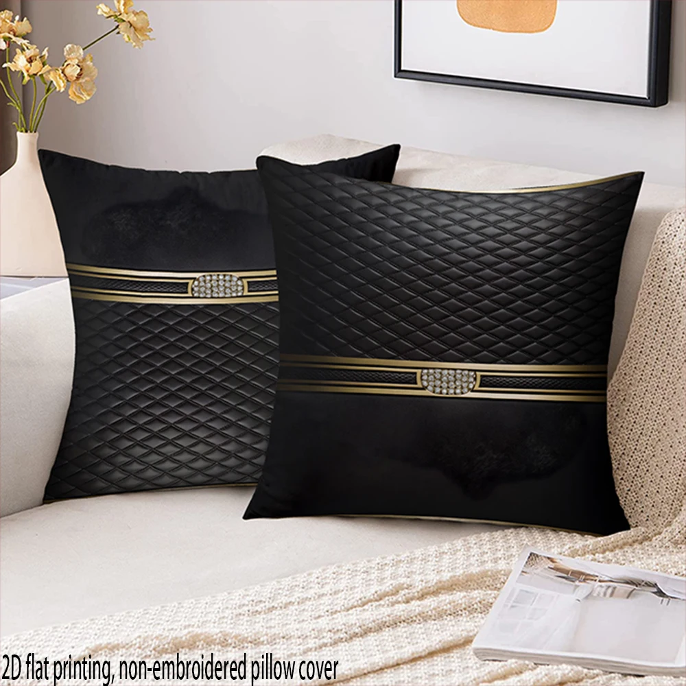 Pillow Cover 20X20 - Sarung Bantal Hitam Mewah 2D Flat-2pack,