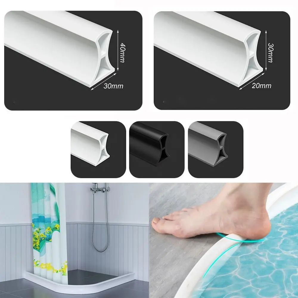 Silicone Water Retaining Strip Bendable Flexible Shower Water Barrier Dry Wet Separation Blocker Self-Adhesive Water Stopper