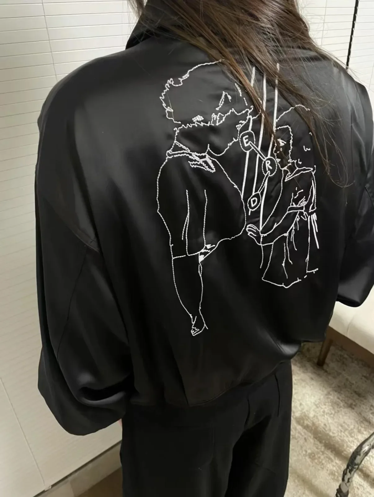 ER/D American embroidered lapel short wide loose jacket