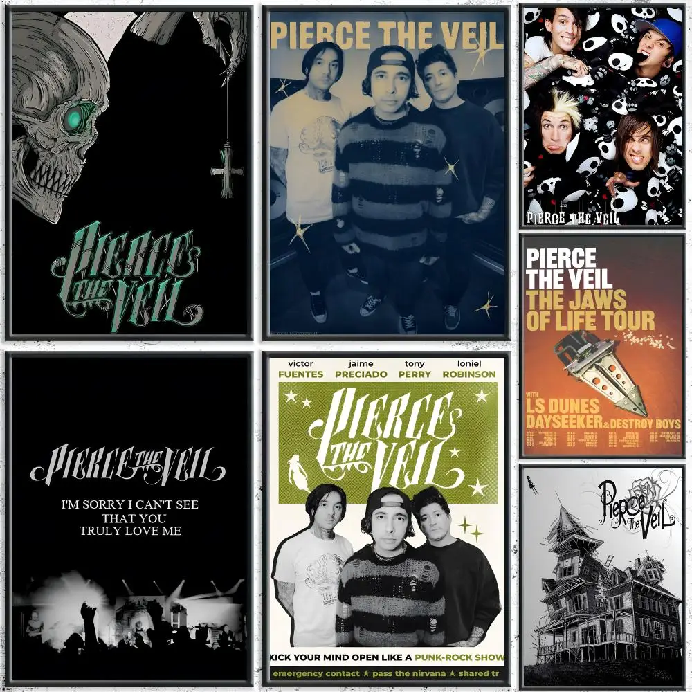 Punk Band P-Pierce the VeilS Poster HD Self-Adhesive No Residue After Removal Ideal for All Kinds of Wall Decor