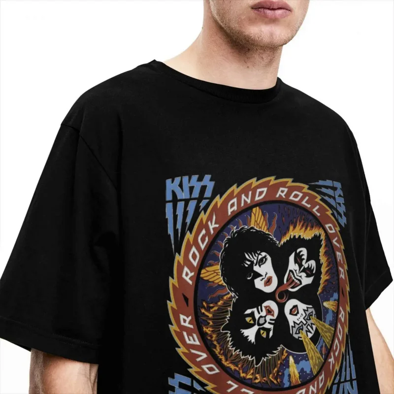 KISS T Shirt Men Rock and Roll Over 40 Y2K Basic Cotton T Shirts Beach O Neck Hippie Tees Pattern Oversize Clothing