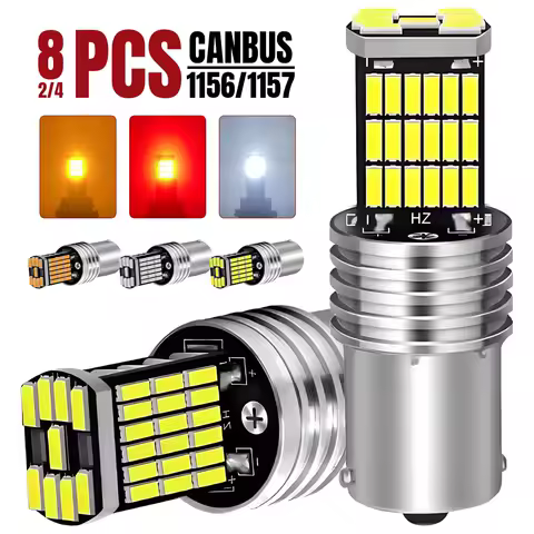 2-8 PCS P21W 1156 BA15S 1157 BAY15D LED Bulbs CANBUS 45-4014SMD 12V 6500K White Amber Car Tail Brake Parking Turn Signal Lights
