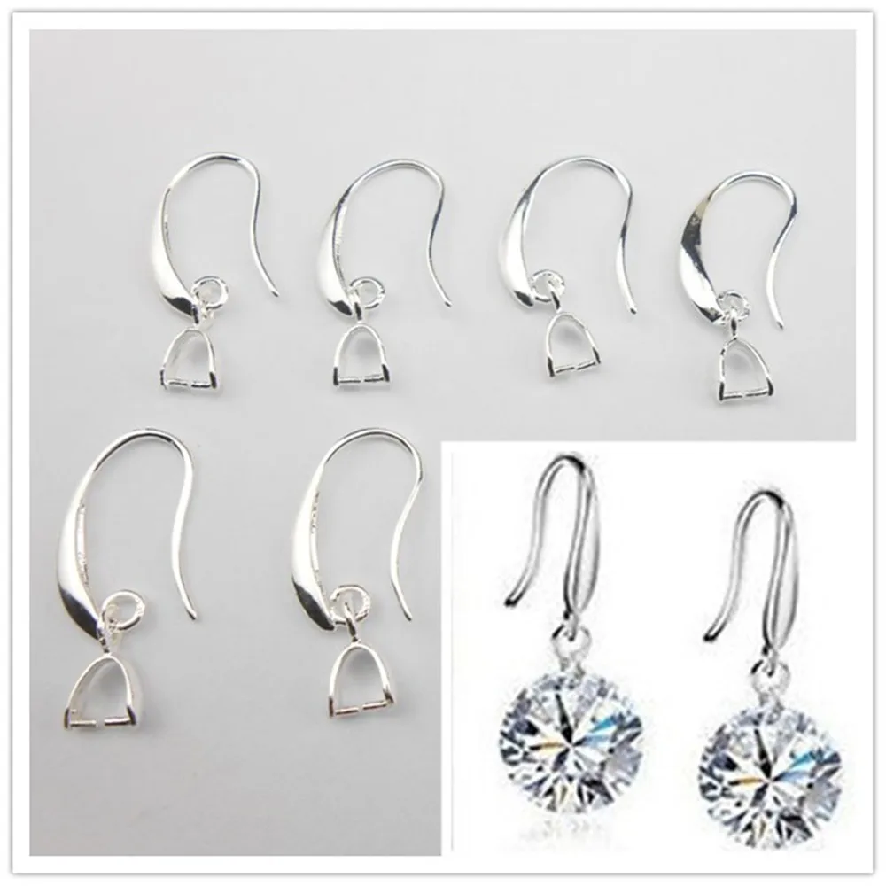 10-100PC Wholesale Lot 925 Silver Color Jewelry Findings 925 Sterling Silver Color Earring Pinch Hooks Earwire For Crystal Pearl