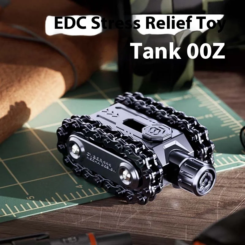 Tank Gear Fidget Spinner Piastra di spinta magnetica EDC con catena e clic tattili Giocattolo antistress in metallo duro per adulti