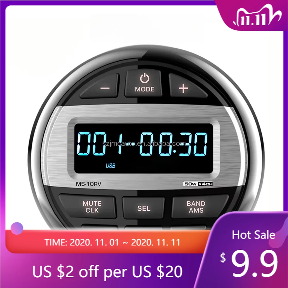 

STLF Waterproof Marine Stereo MP3 Radio FM AM EQ USB BT Player Music AUX for Golf Car Marine Boat