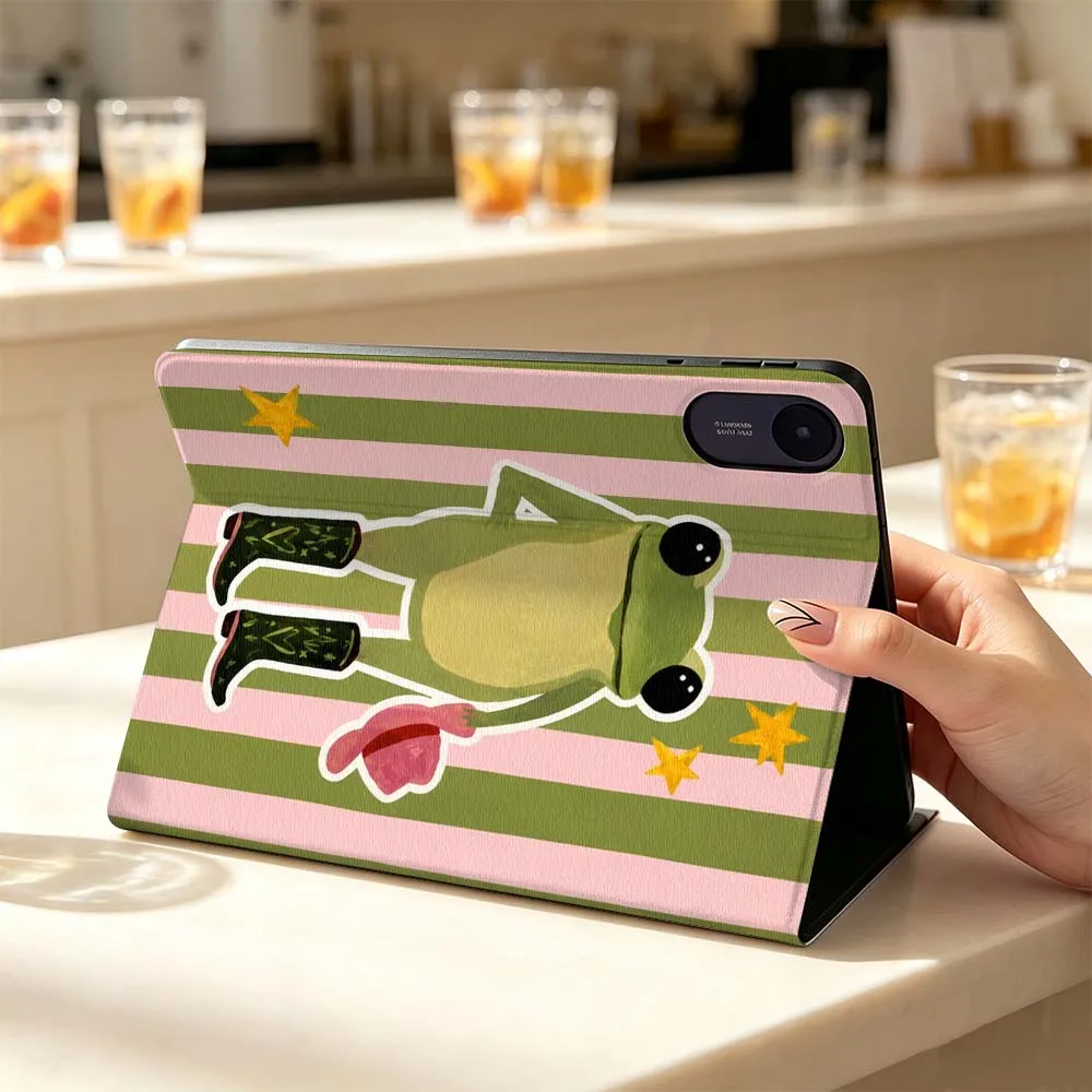 For Xiaomi Poco Redmi Pad 8 2 4 5 6 6S 7 7S SE Pro Max 14 11 8.7 11.2 12.5 Inch Tablet Case Cartoon Frog Pink Boots Fashion