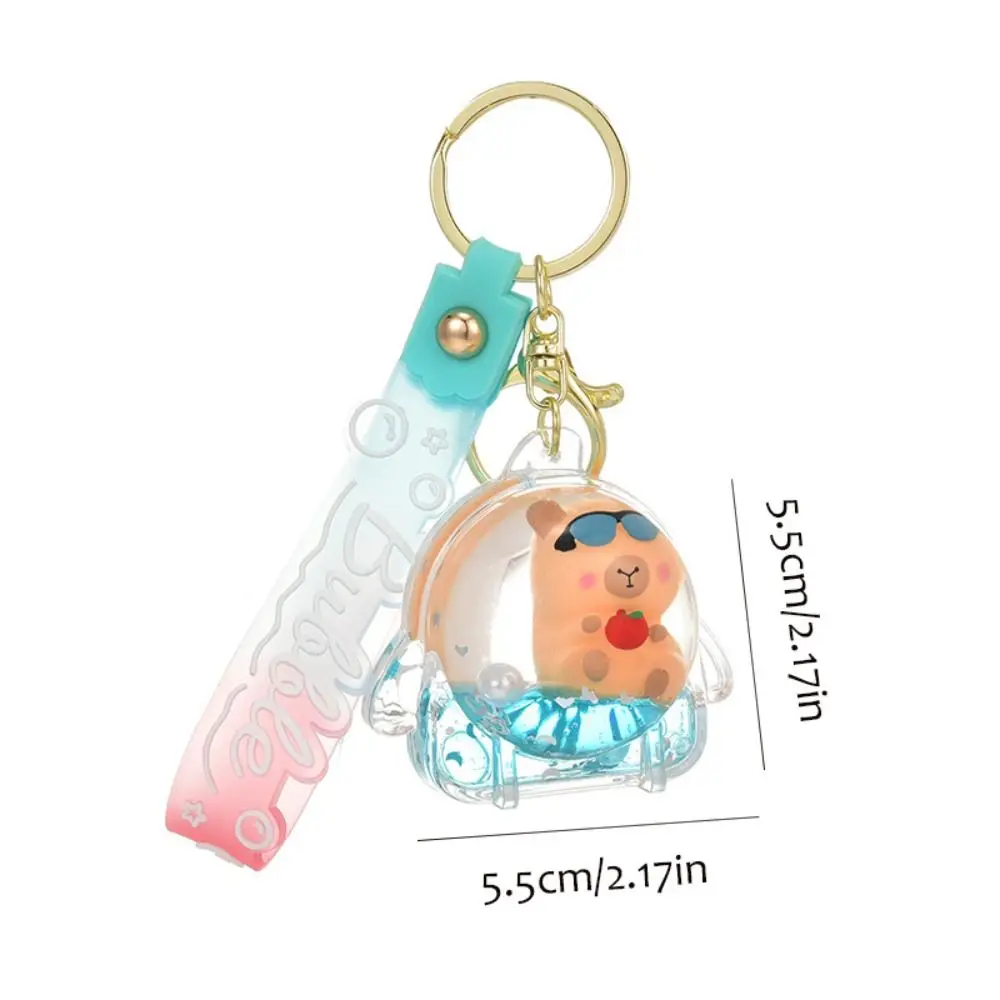 Sequin Liquid Quicksand Capybara Keychain Creative Transparent Floating Oil Capibara Bag Hanging Cute Funny