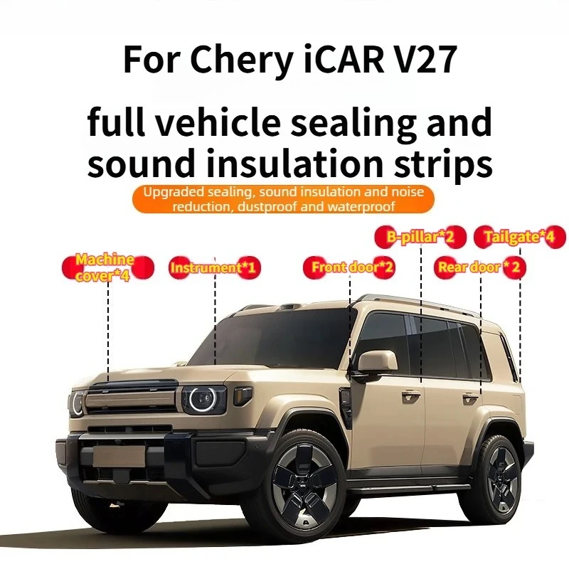 

For Chery ICAUR ICAR V27 2026 Full Car Sound Insulation Sealing Strip Noise Reduction Waterproof Rubber Strip Accessories