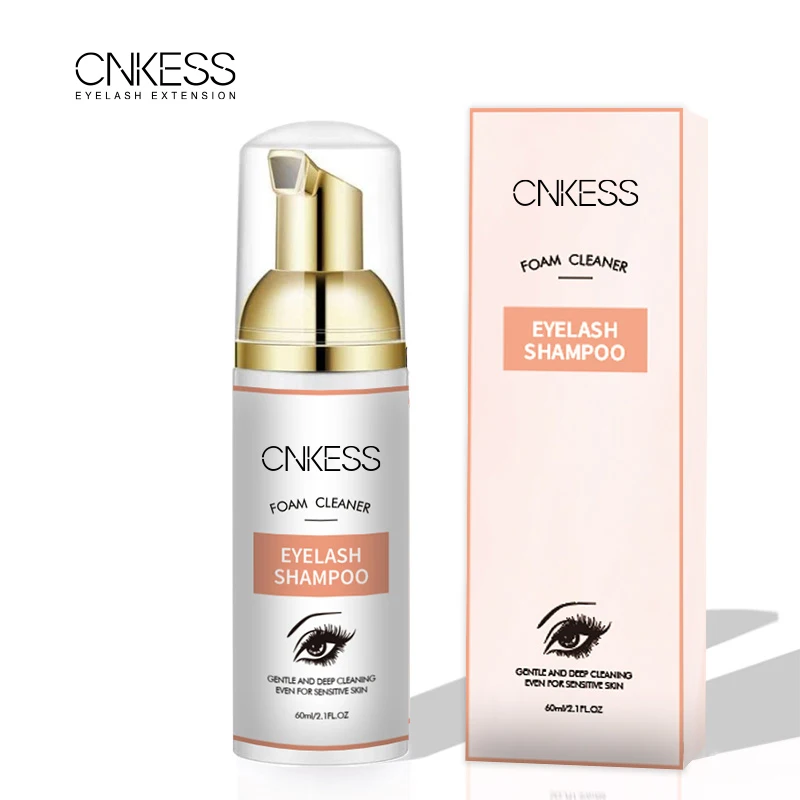 CNKESS 60ml Cleanser For Oil Free Private Label Eyelash Extension Foam Lash Shampoo Kits Pink Bottle Shampoo Eyelash Shampoo