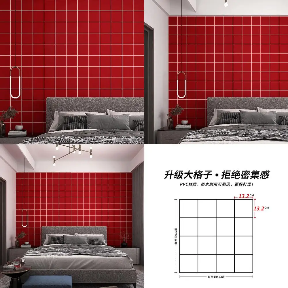 

Большой красный геометрический узор, современные минималистичные обои для гостиной, спальни, бордовый фон, винтажные красные обои