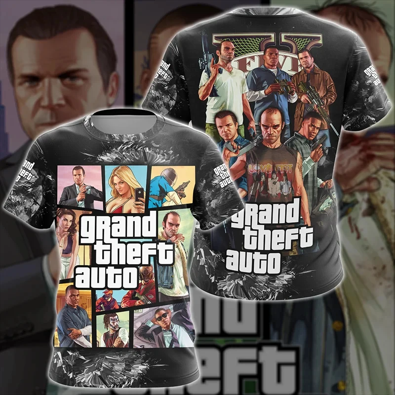 T-Shirts 3D Print Popular Game Grand Theft Auto 5 O-Neck T-Shirts Casual Boys Girls Tops Oversized Fashion Kids Tees Clothing