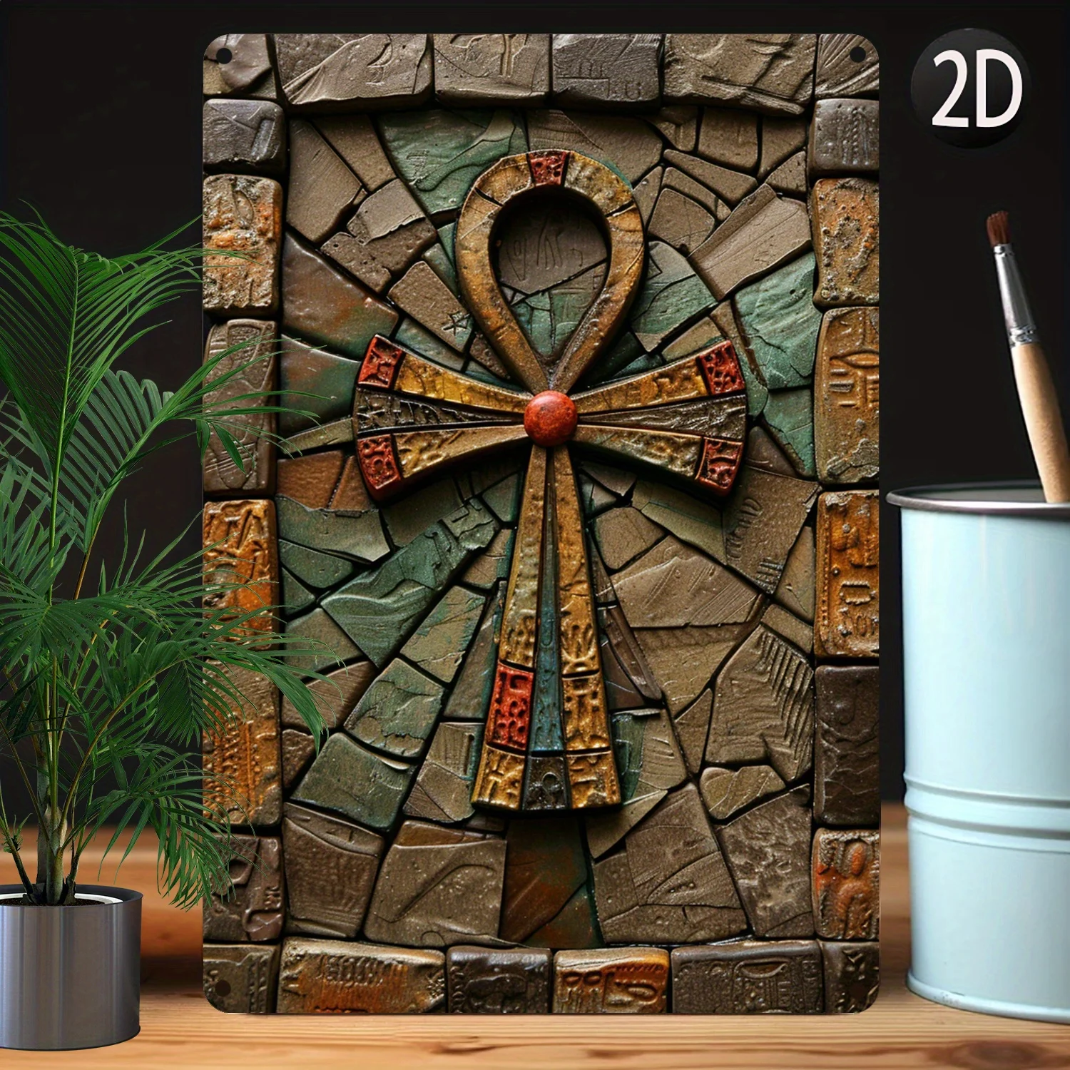 Ankh Wall Art, Moisture Resistant Metal Decor, Sculpted Key of Life Sign, High Bend Resistance Indoor Signage for Office, Studio