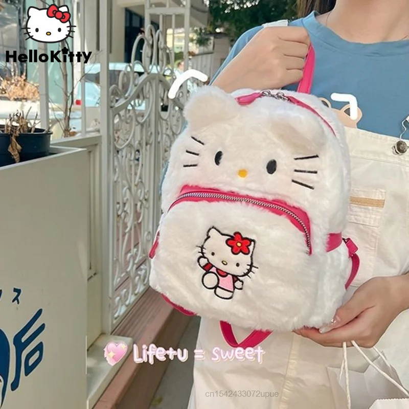 

Sanrio милые Мультяшные сумки Hello Kitty Kuromi плюшевые рюкзаки для женщин в Корейском стиле маленькая сумка на плечо Y2k для девушек новый роскошный рюкзак