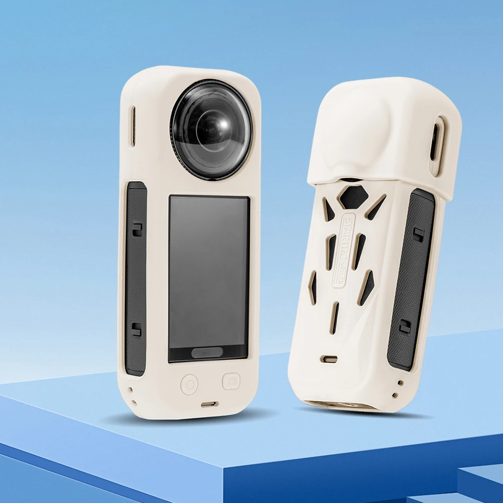 For Insta360 X5 Soft Silicone Case Heat Dissipation Silicone Protective Cover Non-Slip Sports Camera Shell Lens Cap Accessorie