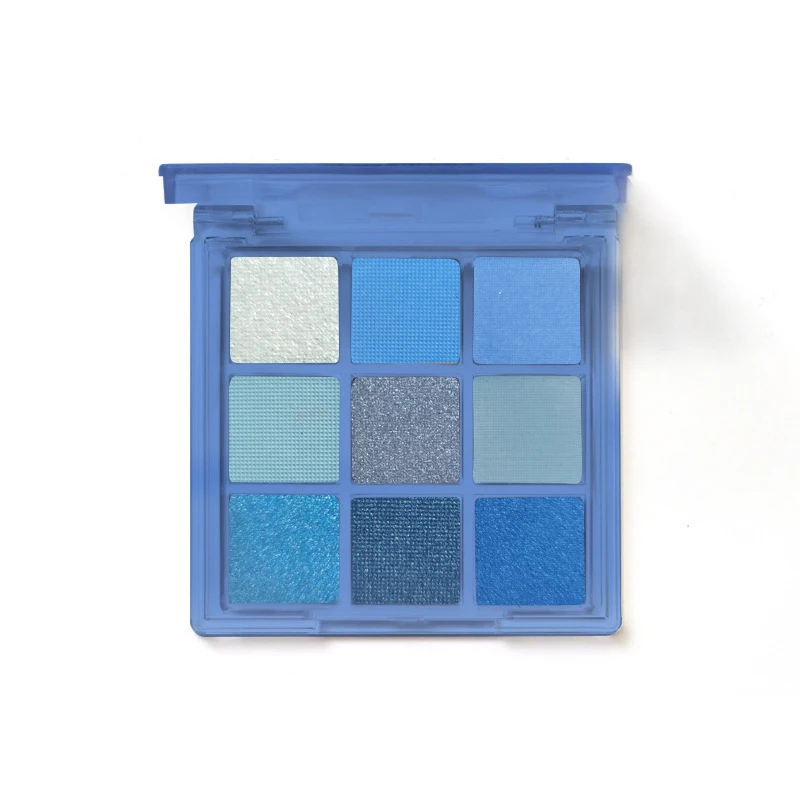 Palette de fards à barrage, 9 couleurs, bleu, maquillage, ombre à barrage, pigments néon, scintillants, scintillants, 256 tons, cool, cosmétique