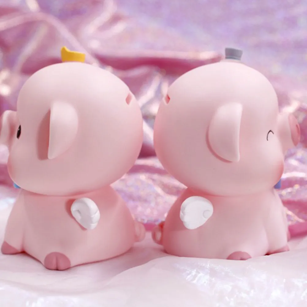 Adorable Pink Resin Piggy Bank Money Box Saving Pot for Room Table Bookshelf Decoration Encourages Saving Size A