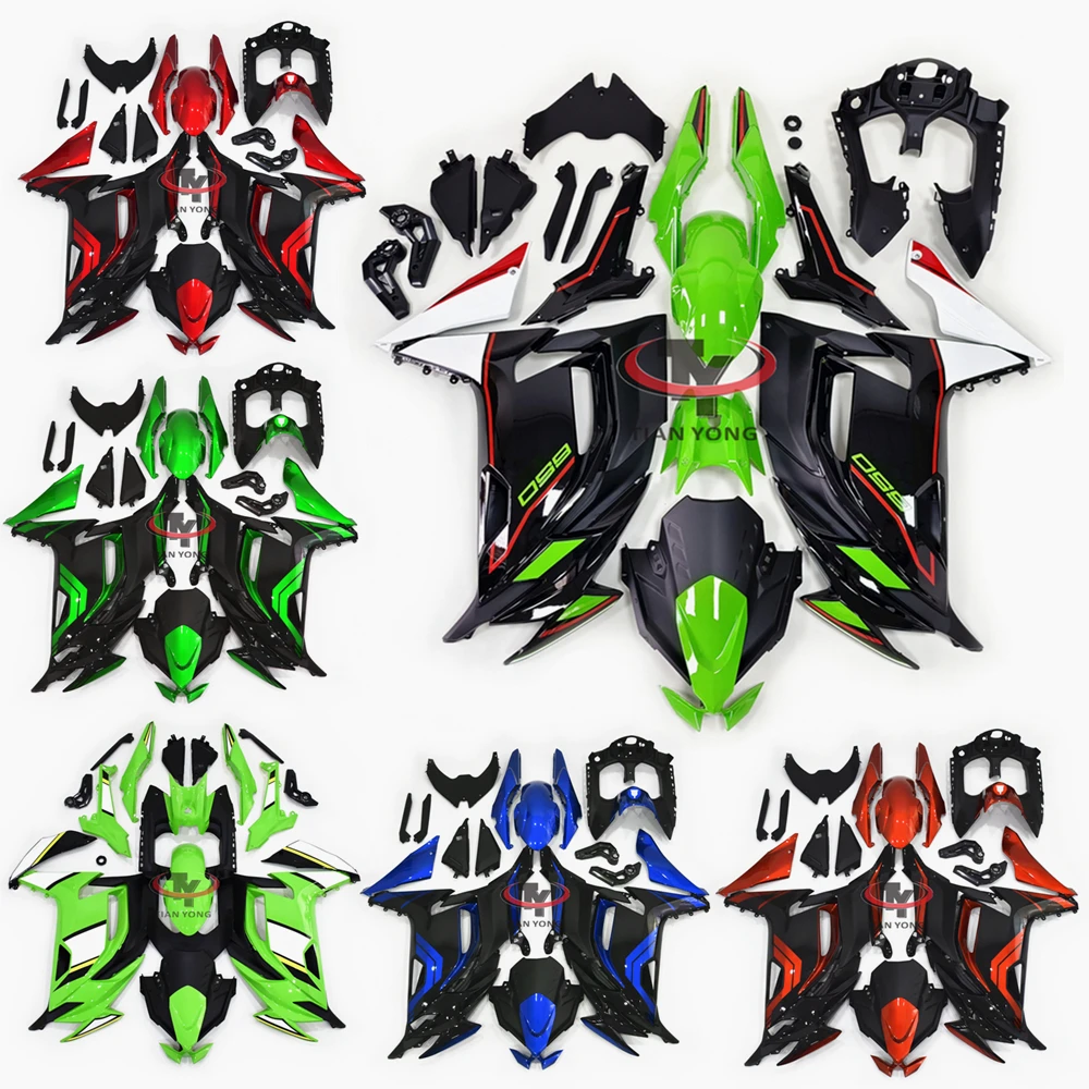 Collection of Multiple Prints in Bright Green Motorcycle Full Fairing Kit For Ninja650 2021 2022 2023 2024 Cowling Bodywork