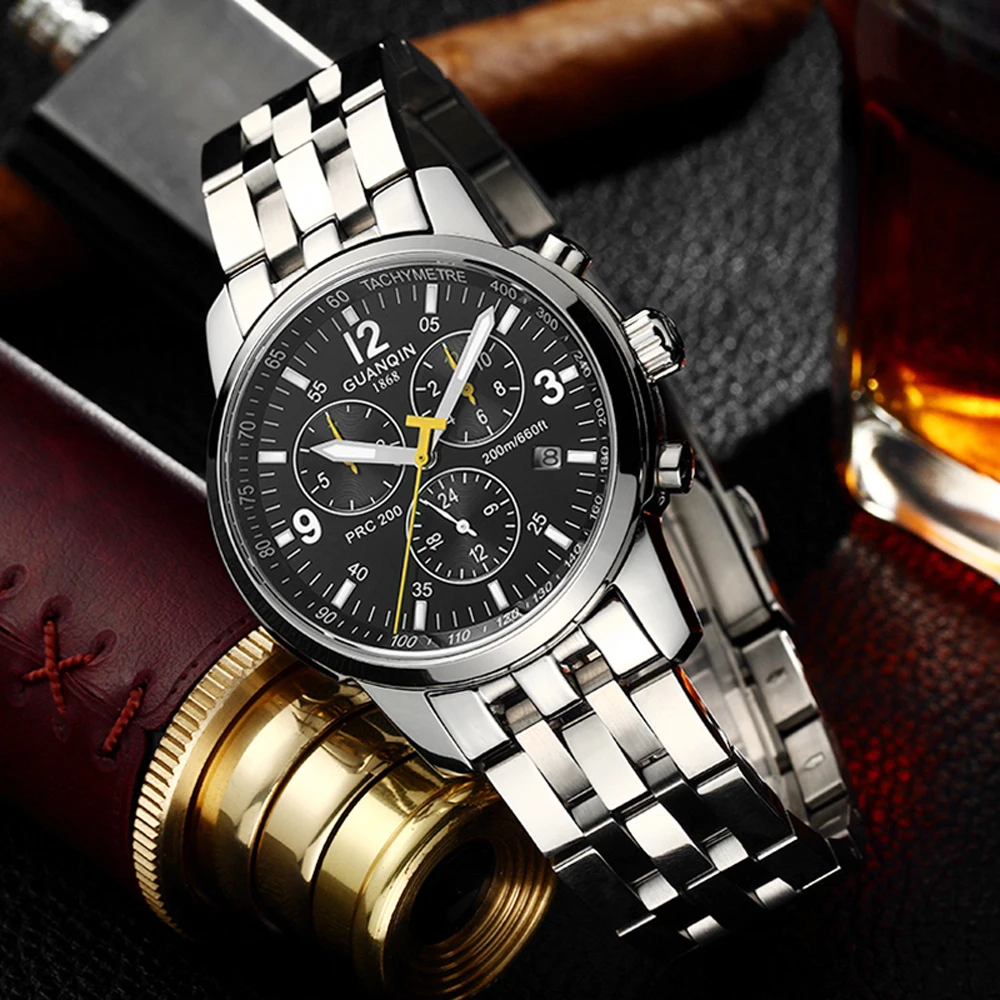 2024 New GUANQIN Mens Watches Automatic Watch For Men Top Luxury Mechanical Wristwatches Stainless Steel Waterproof Sports Clock