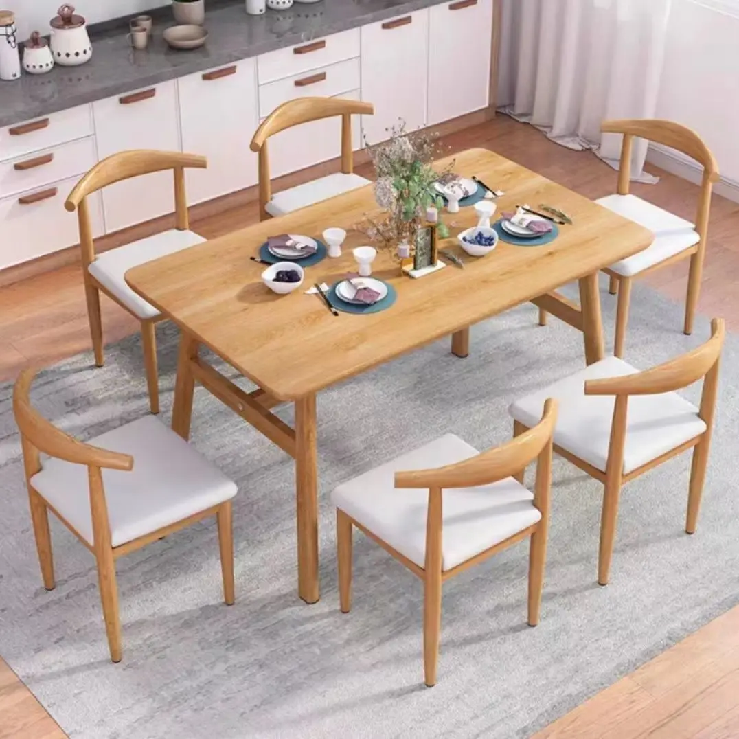 

Скандинавский обеденный стол и стулья для дома, для небольшой квартиры, на 4-6 человек, простой обеденный стол