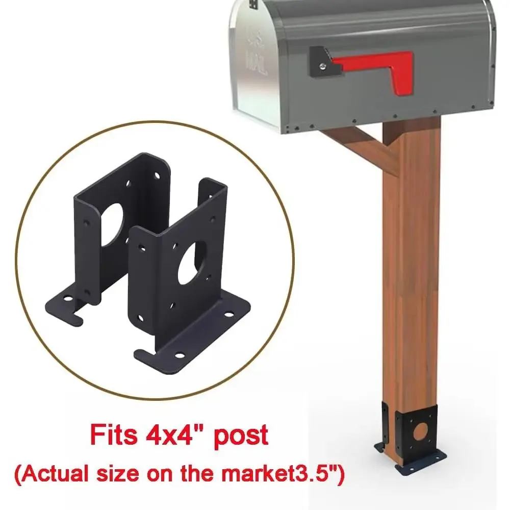 2pcs Sturdy Support Wood Fence Pergola Brackets Easy Installation Adjustable Design Post Base Brackets Durable Black