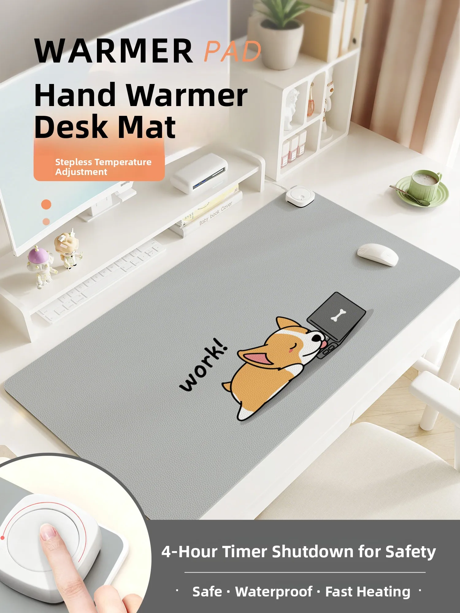

Large Cartoon Heated Mousepad Office Computer Warmer Desk Mat Student Winter Writing Hand Warmth PVC Rectangle Non-Slip