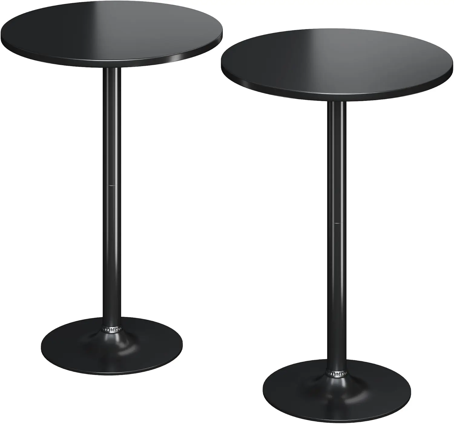 Round Bistro Pub Table 2 Pack Modern Style Metal Base MDF Top Cocktail Bar Table Counter Bar Height for Pub, Dining Room, Party