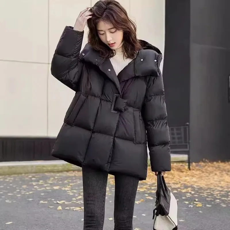 Women's Winter Tops Jacket Down Jacket White Duck Down Package Hip Cape Large Warm Thickened Retro Leisure Soft Niche Versatile