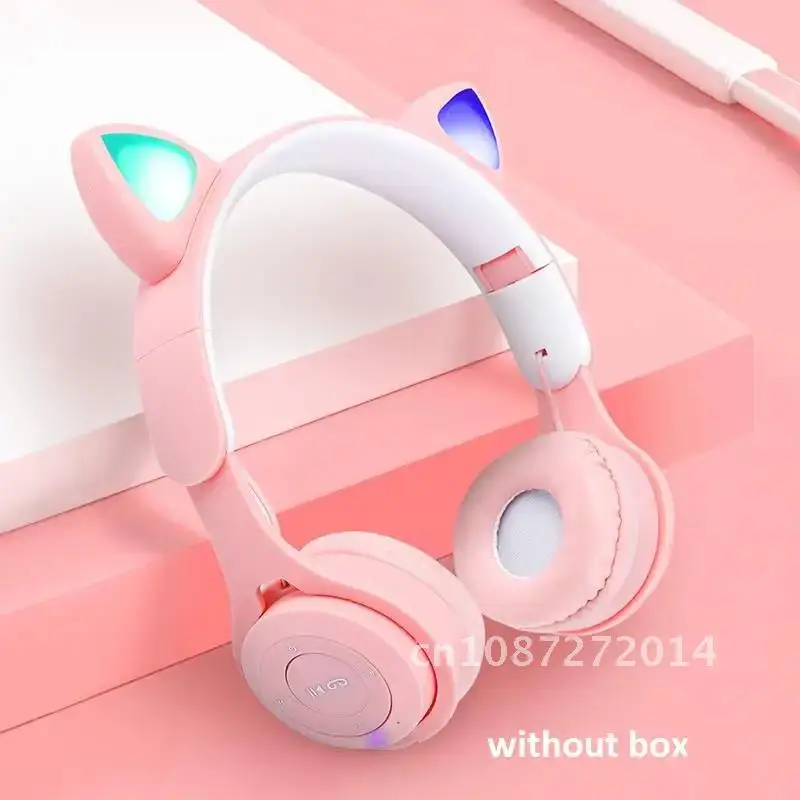 Wireless Bluetooth Headset Cat Ears Trendy Cute Music Headphones for Young Girls Mobile Phone Computer with Microphone