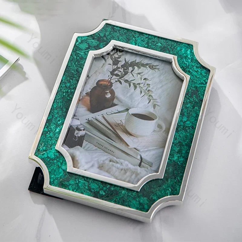 

Emerald Marble Picture Frames Light Luxury Bedroom Decoration Colored Marble Picture Frame Modern Home Wedding Photos Frames