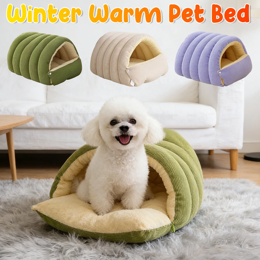 Winter Soft Cat Bed Warm Pet House Thickening Warmth Comfort Soft Kittens Sleeping Beds Cat Cave For Pet Cat Dog Warmth ﻿