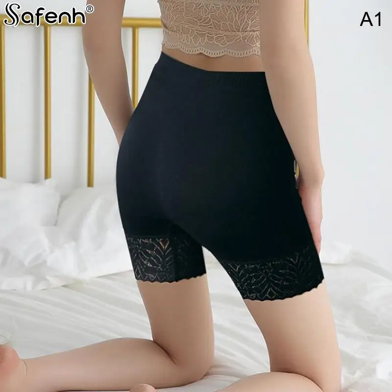 1PCS Summer Women Safety Underwear Seamless Lace Edge Thin High Waist Safe Pants Female Boxers Under Shorts Anti-light Legging